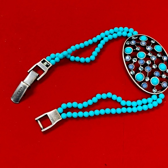 Givenchy Vintage Turquoise Crystal Logo Bracelet NeverUsed - Picture 3 of 8